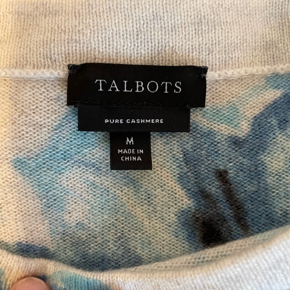 Talbots NWOT cashmere floral print sweater - size medium - Picture 3 of 5